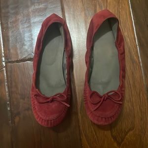 Stuart Weitzman Red Burgundy Suede Ballet Flats
